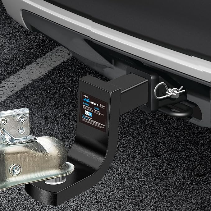 Nilight Trailer Hitch Ball Mount with 2-Inch Ball 1/2" Hitch Pin Clip Fits 1-1/4 Inch Receiver Square 2000 lbs 3-1/4"Drop Gloss Black Powder Coat