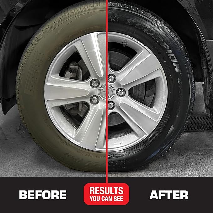 Black Magic 120230 Tire Trim Plastic Dressing, Medium Shine, Streak-Free, Water Resistant & Non-Greasy Formula for Tires, Trim & Plastic, Lasts Up to 2 Weeks - 16 Fl Oz