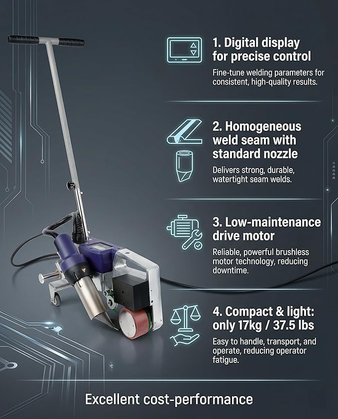 Weldy Professional 110V 1600W Hot Blast Torch Heat Welding Gun Welder Pistol Tool Hot Air Gun PVC Flooring Welding Tool Kit (Roof40)