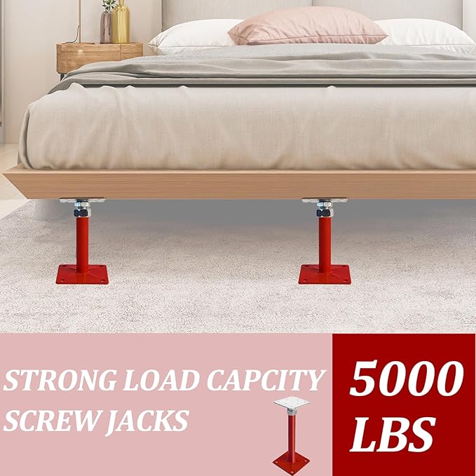 Floor Jacks Screw Jacks, Heavy Duty Basement Support Jack, Adjustable House Jacks for Leveling Crawlspace, 5"-8" Height Range, Mini Post Pole House Jacks for Temporary Support