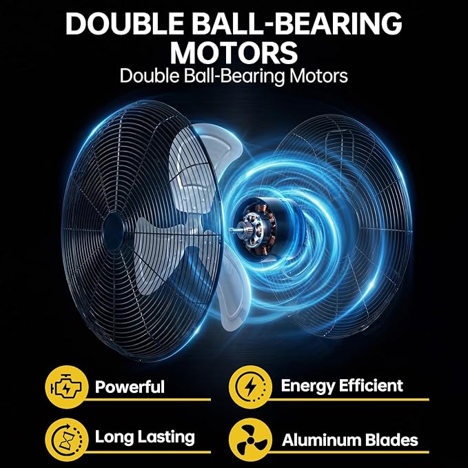 18 Inch Wall Mount Fan - High Velocity Fan, 3 Adjustable Speeds & 270° Tilting, Industrial Fan for Bedroom, Patio, Warehouse, Metal Fan for Optimal Ventilation Cooling, Durable Wall Fans.