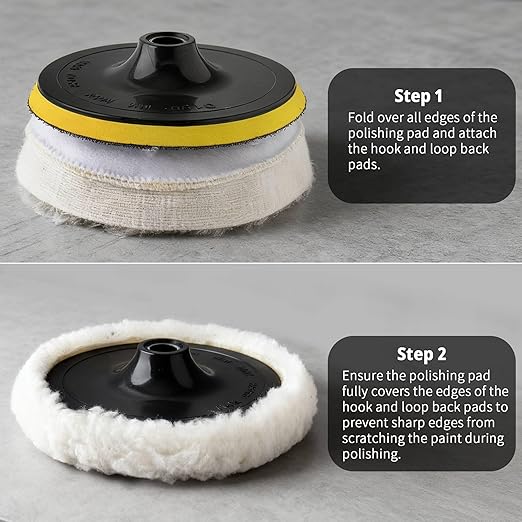 2 PCS 6 Inch Wool Polishing Pad, Widen the Edge Hook and Loop Buffing Wheel, for Orbital Polisher Buffer Synthetic Polisher