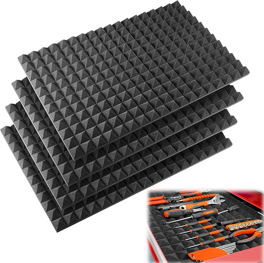 4PCS 23.8" X 15.8" Tool Box Liner, Trap Mat Universal Tool Drawer Liner, Non-slip Toolbox Drawer Liners, Professional Foam for Cabinet, Shelf, Workbench