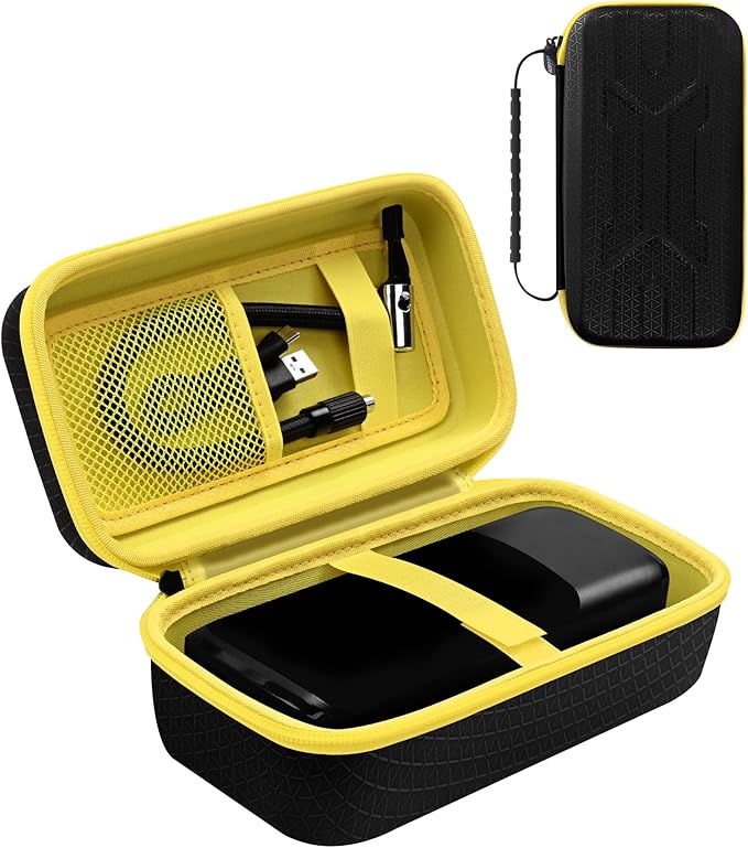 Tire Inflator Case for Airmoto/Skight/LOLSSA/Teffim/Hafuloky/Frarome/ILTIDE, Portable Carrying Air Compressor Case Compatible 120/150 / 180 PSI, Car Air Pump Storage Holder Box (black+yellow)
