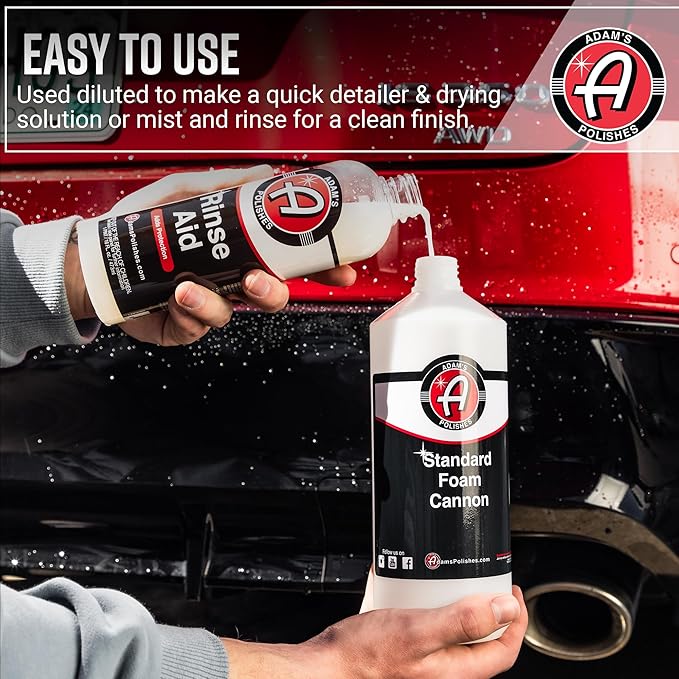Adam's Polishes Rinse Aid 16oz - Enhances Gloss, Slickness, Color - Use With Foam Gun or Foam Cannon - Ceramic Coating Silica Infused Complete Vehicle Protectant and Exterior Sealant