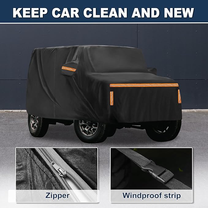 ACROPIX 1 Set Car Cover for Suzuki Jimny JB64W Jimny Sierra JB74W Outdoor Waterproof Sun Rain Dust Wind Snow Protection with Driver Door Zipper Black 1