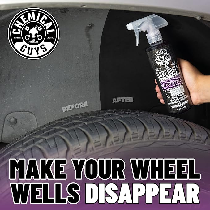 Chemical Guys Bare Bones Premium Dark Shine Spray - For Undercarriage, Wheel Wells & Trim - Deep Black Finish, Non-Greasy, Safe for Cars, Trucks, SUVs, RVs - 128 oz (1 Gallon)