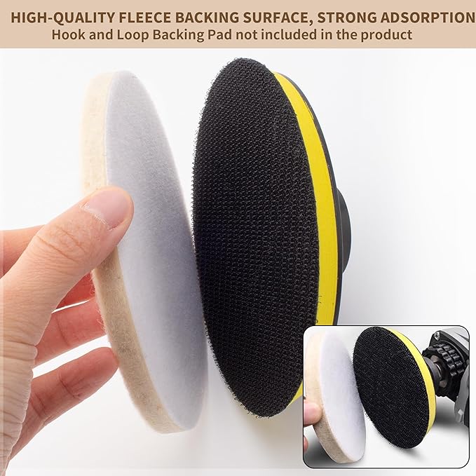 8 PCS 3 Inch Wool Felt Polishing Pad, Buffing Pads Wool Polishing Disc for Orbital Sander (3 Inch Small Size)