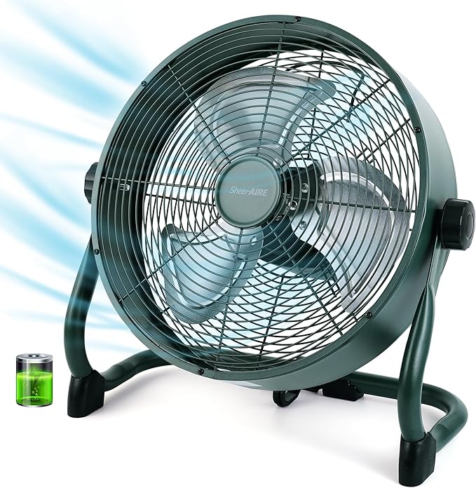 15" Rechargable Battery Operated Fan for Camping,12 Speeds Cordless Floor Fan，Rechargeable Portable Fan for Travel Indoor Outdoor, 12000mAh, 360°Manual Tilt