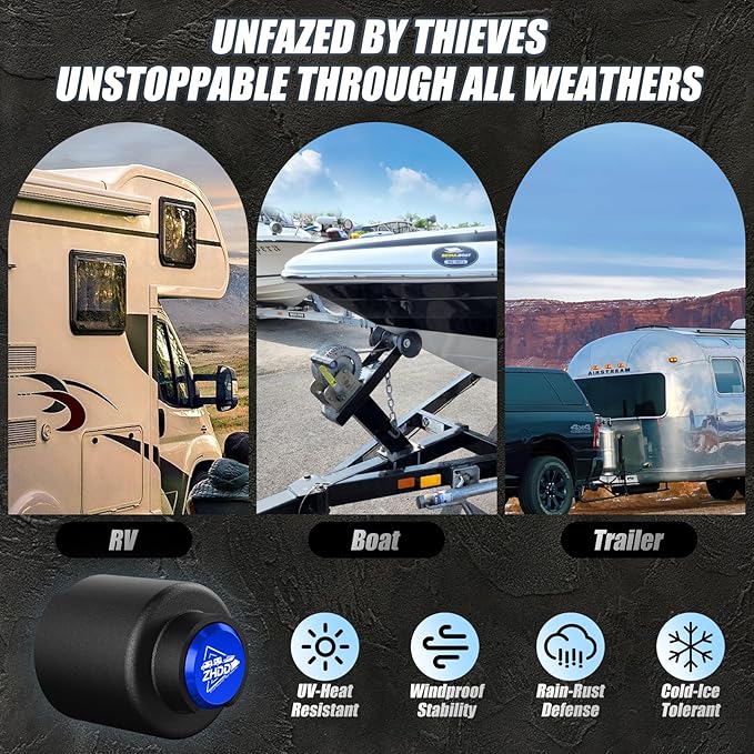 Trailer Hitch Lock for 2-5/16 Inch Coupler with Safety Chain Lock, Heavy Duty Anti-Theft Trailer Tongue Coupler Lock for RV, Boat, Dump & Cargo Trailers (Blue)
