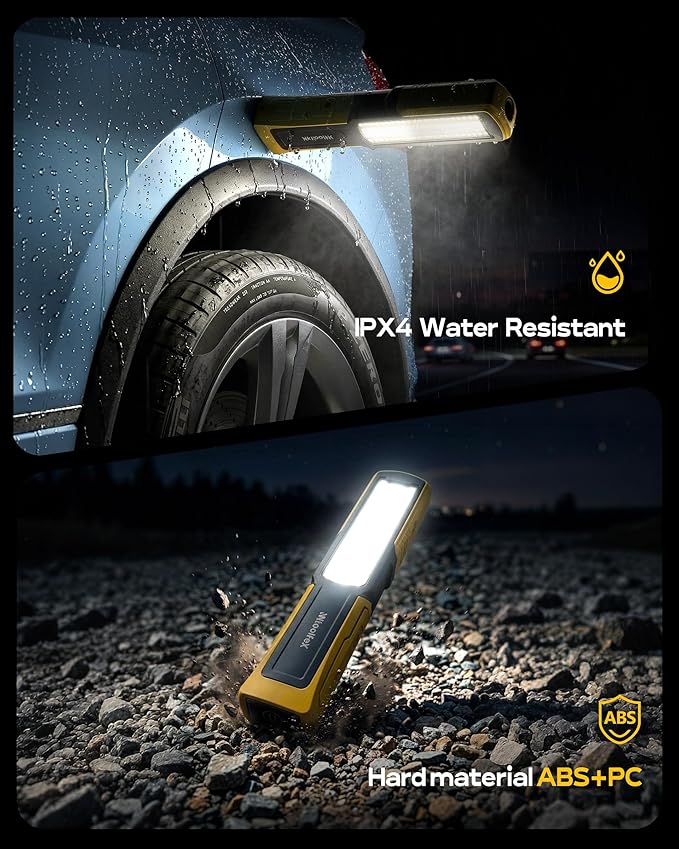 Magnetic Work Light, Under Hood Work Light Bar with Flashlight & 360° Rotatable Hook, 3000LM LED Mechanic Light with Multifunctional Foldable Design, 5 Lighting Modes for Car Repairing & Emergency