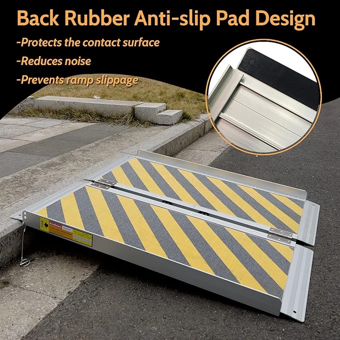 Ramps for Wheelchair for Home, Portable Ramps with a Non-Slip Surface, 3FT Threshold Ramp for Steps, Doorways, Curbs, Lightweight and Foldable, 36" L x 31.3" W, 600 lbs Capacity