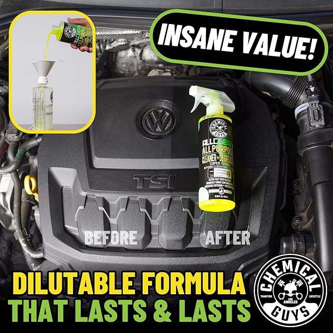 Chemical Guys CLD_101_16 All Clean+ Citrus Based All Purpose Super Cleaner, Safe for Cars, Trucks, SUVs, Motorcycles, RVs & More, 16 fl oz, Citrus Scent