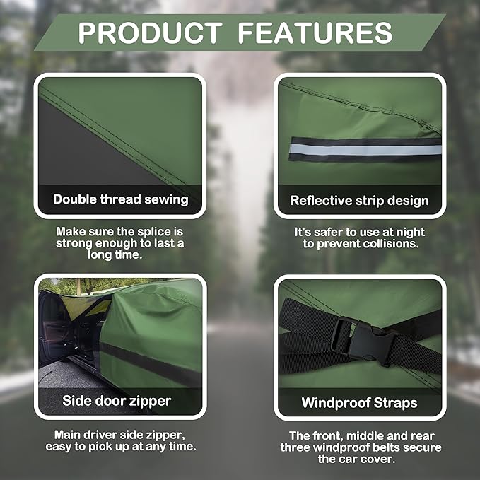 Heavy Duty Outdoor Car Cover Intended for 1983-2026 Chevrolet Corvette,Waterproof All Weather for Automobiles, Outdoor Full Cover Rain Sun UV Protection with Zipper Cotton
