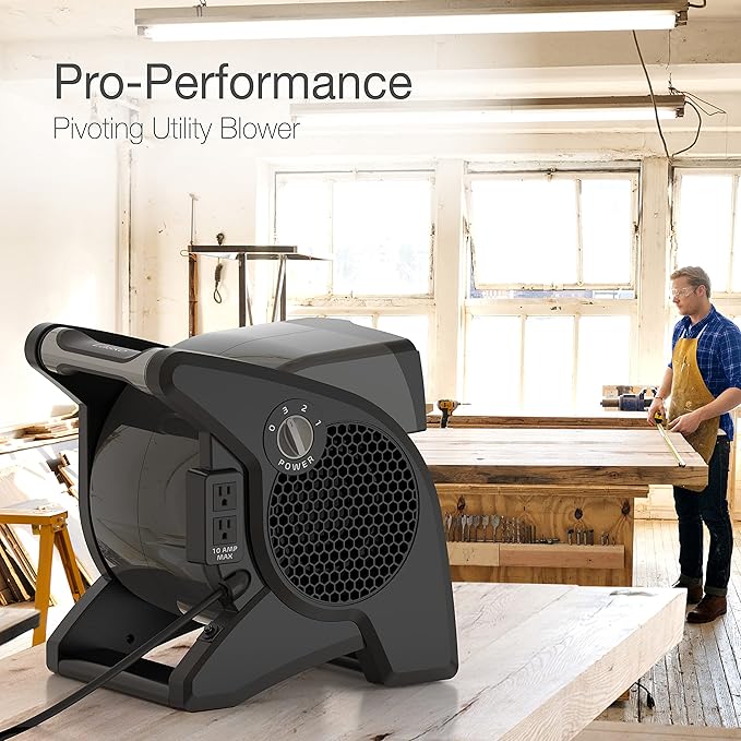 DEWALT Portable Air Mover 600 Cfm + Lasko Pivoting Utility Blower Fan 375 Cfm