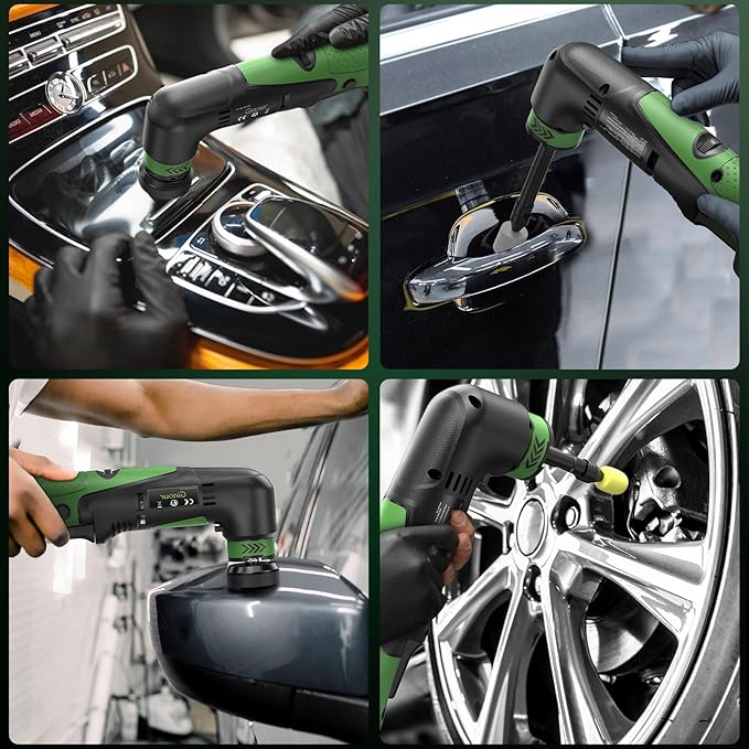 Ginour Cordless Mini Buffer Polisher for Car Detailing, 12V Mini Car Polisher Kit with 1"&1.2" Backing Plate,2X 2.0Ah Batteries and Accessories, RO/DA 6 Speeds for Polishing, Waxing, and Cleaning
