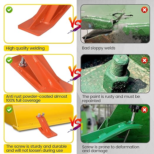 2Pcs Tractor Bucket Protector, Skid Edge Guard - Double Lock Nuts & Bolts, 4.5" Width Orange Steel Plate, Universal Fit for 60" to 72" Loaders, for Snow Removal, Gravel, Leaves Spreading
