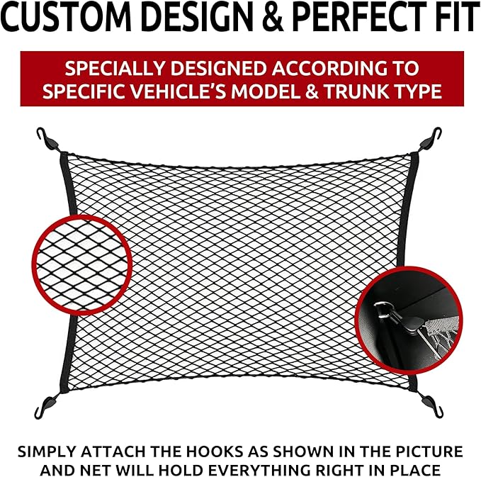 Floor Style Automotive Elastic Trunk Mesh Cargo Net for BMW iX xDrive50 2022-2025 - Premium Trunk Organizer and Storage - Luggage Net for SUV - Best Car Organizer for BMW iX (I20)