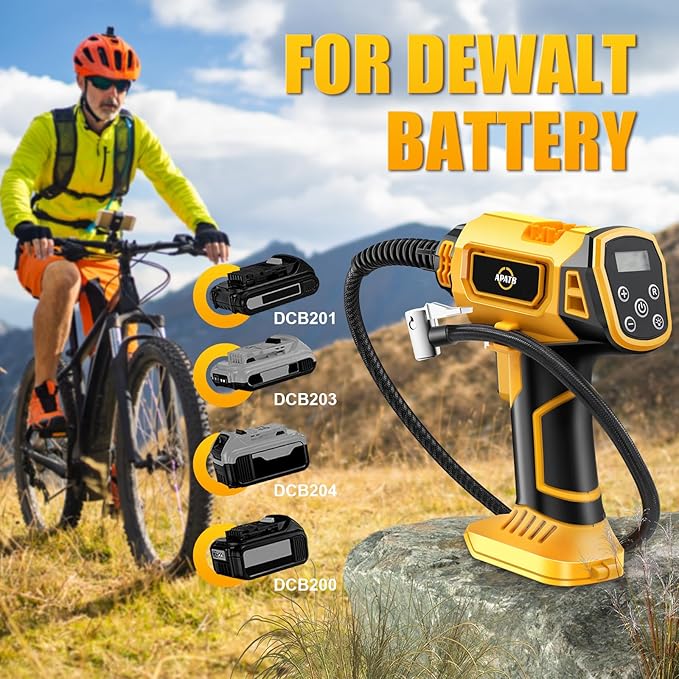 Cordless Air Compressor for Dewalt 20V Max Battery,150PSI Portable Tire Inflator Handheld Air Pump with Digital Pressure Gauge for Cars Motorcycles Bikes Sport Balls (No Battery)