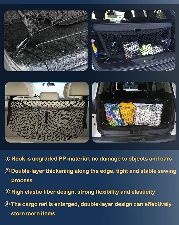 Envelope Style Trunk Cargo Net Compatible with Nissan Pathfinder New 2026 2025 2024 2023 2022 2021 2020 2019 2018 2017 2016 2015-2013 Car Rear Tailgate Mesh Grocery Netting
