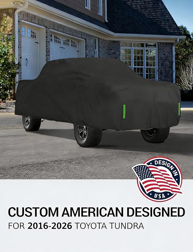 Proadsy Car Cover Compatible with Tundra 2016-2024 2025 2026 CrewMax with 5.5ft Windproof All Weather Waterproof Sun Rain UV Dust Snow Protection Outdoor Covers