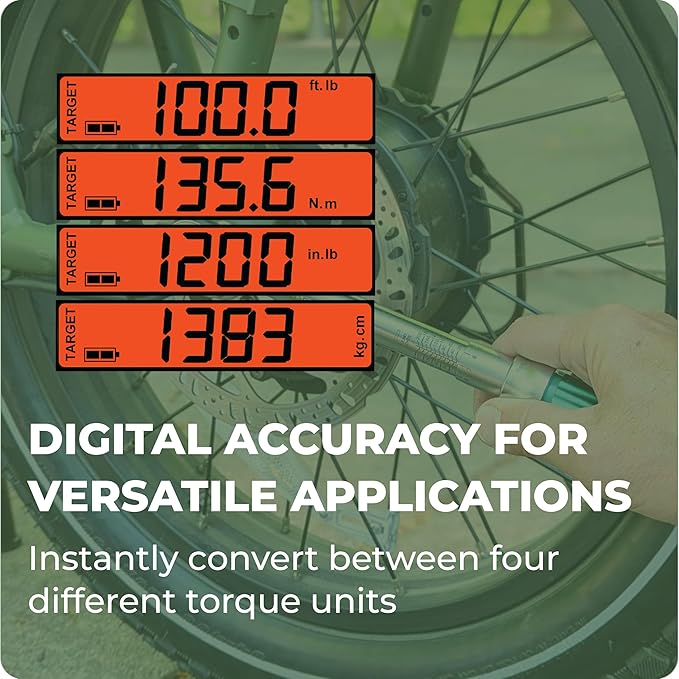 Digital Torque Wrench - 3/8" Drive (25-250 in-lb) Precision Torque Tool - Electronic Scale & Click-Style Design, Mechanic's Tool for Automotive, Motorcycle, & Bike Maintenance