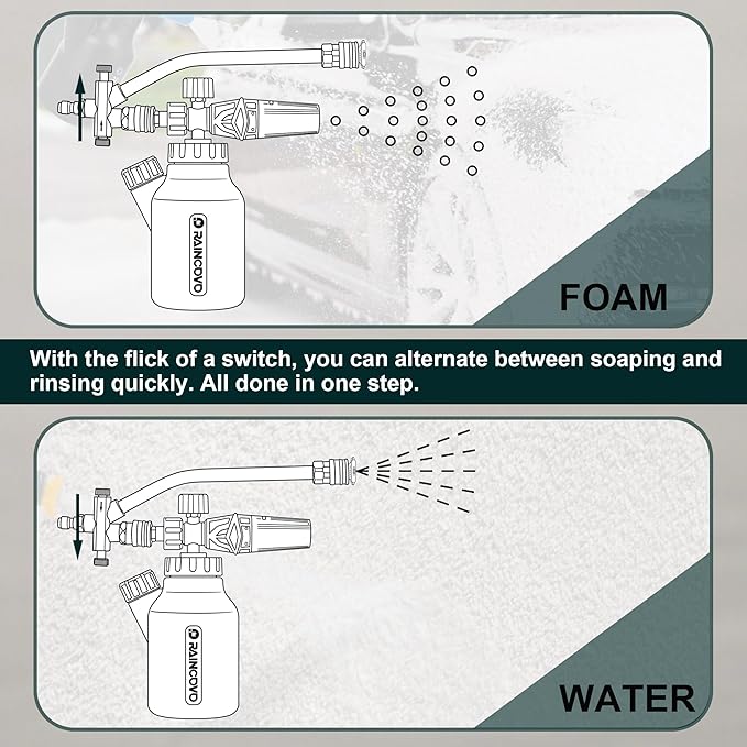Dual Connector Lance Pressure Washer Foam Cannon, Power Washer Soap Attachment, Dual Lance Pressure Washer Wand with 5 Nozzles Tips, 1/4" Quick Connect