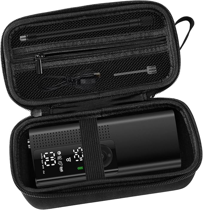 Case for Airmoto for MODARI Tire Inflator Portable Air Compressor Case,120 PSI Air Pump,Car Tire Pressure Gauge (120 150 PSI) Storage Bag, Air House, Connector and Accessories (Box Only)-(Black)