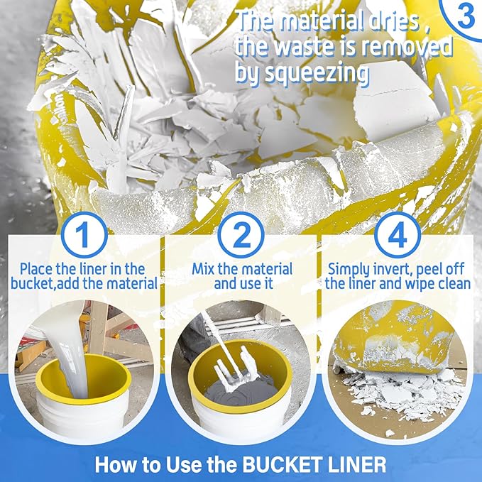 2 Gallon and 3.5 Gallon Silicone Bucke Liner for Reusable for Concrete Mix & Thinset 2PCS Bucket Liner