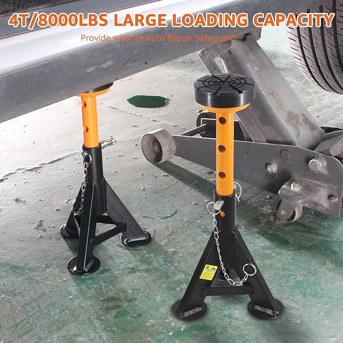 BESTOOL Heavy Duty Jack Stand，Low Profile Car Jack Stand with Security Locking Pins-4ton (8000Ibs) Capacity, 2 Pack