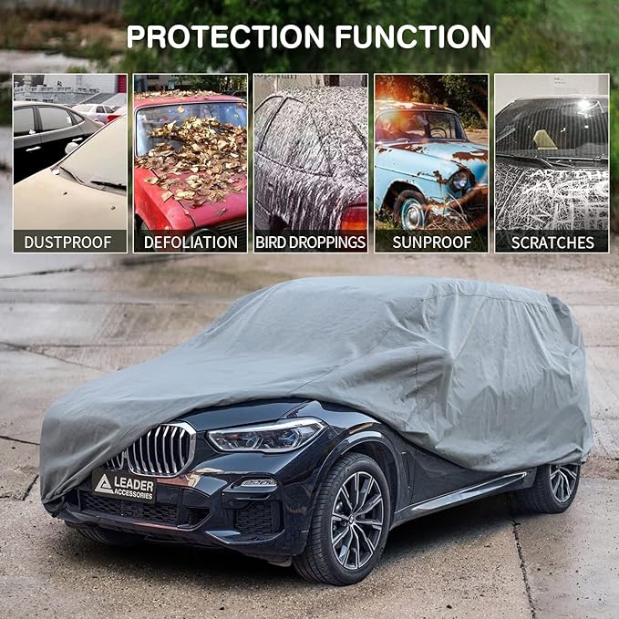 Leader Accessories SUV Car Covers for Automobiles All-Weather Limited Waterproof, Breathable Full-Exterior Covers for Indoor and Outdoor Use, Fits 188"-206"