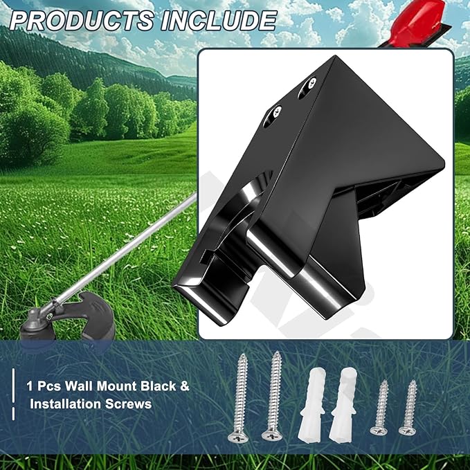 Wall Mount for 18V Fuel String Trimmer 2825-20 - Heavy-Duty Black Wall Mounting Bracket, String Trimmer Holder Storage Hook Fits Handle Diameter 1" - Save Space