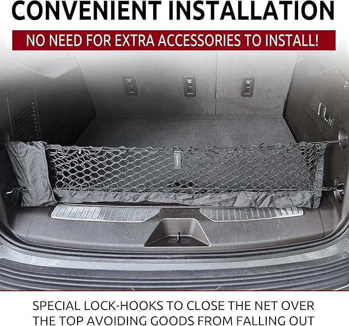 Envelope Style Trunk Mesh Cargo Net for GMC Yukon SLE SLT AT4 Denali 2021-2026 - Car Accessories - Premium Trunk Organizers and Storage - Cargo Net for SUV - Vehicle Carrier Organizer for GMC Yukon