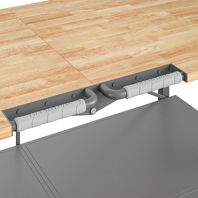 COSCO SmartFold Butcher Block Portable Workbench/Folding Utility Table (Gray Steel Frame)