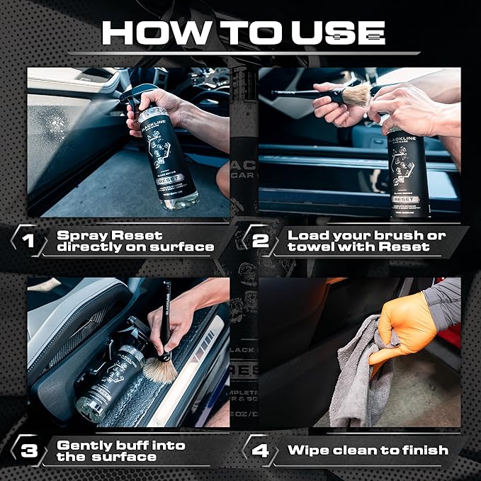Blackline Luxury Scented Leather Interior Car Cleaner Reset Deep Cleans & Deodorizes All Surfaces, pH-Neutral High-Foam Formula, Long-Lasting Premium Fragrance and Deodorization for Car