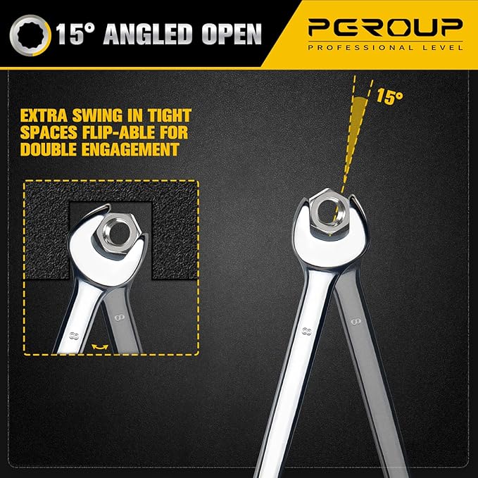 8mm Metric Combination Wrench, CR-V Steel with Mirror Polish, 12-Point Design, 15-Degree Offset, Perfect for Auto Repair, Household, Car & Truck Emergency