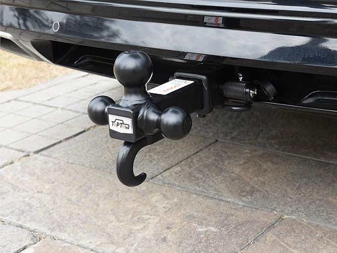 TOPTOW 64181 Trailer Receiver Hitch Tri Ball Mount with Hook Black Balls Fits for 2 inch Receiver