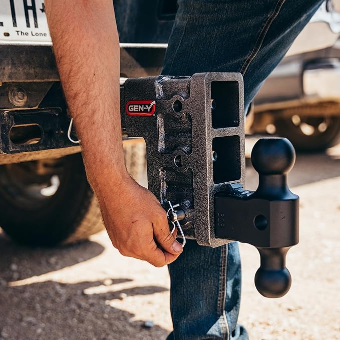 GEN-Y Hitch Tow Hitch for 2.5" Receiver - 6" Drop/Rise with 3 Adjustable Positions, Includes Dual Ball Mount and Locking Pin, 21,000 lbs Towing Capacity, 3,000 lbs Tongue Weight, Silver
