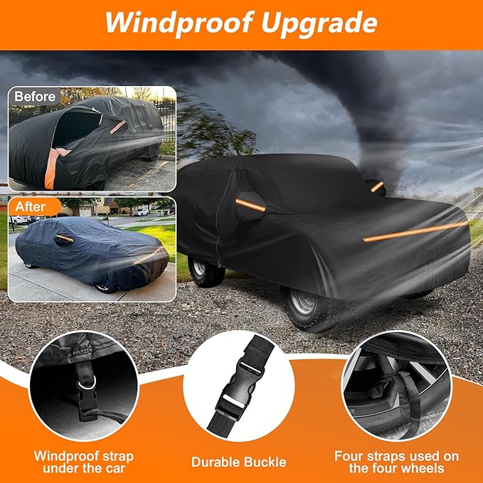 Car Cover for Chverolet K5 Blazer/GMC Jimmy 1969-1991 420D Oxford Cloth and Cotton Car Cover Waterproof All Weather with Zipper Windproof Heavy Duty All Weather with Wind, Sun, UV and Dust Protection