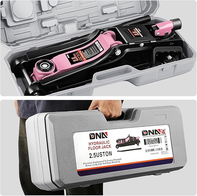DNA Motoring Low Profile Hydraulic Trolley Service/Floor Jack, 2.5 Ton (5500 lbs) Capacity, Lifting Range 3.35"-15.16",Pink, TOOLS-00676-PK