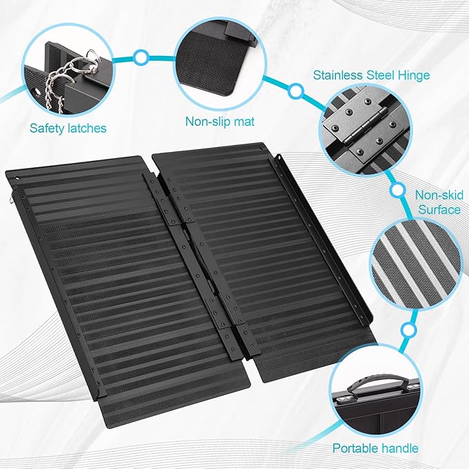 Portable Wheelchair Ramp 3ft, Non-Skid Aluminum Ramps for Wheelchairs for Home Steps, 800 LBS Capacity Handicap Ramp for Doorway, Homes, Threshold, Entry, Stairs 36" Lx 29.2" Wx2H