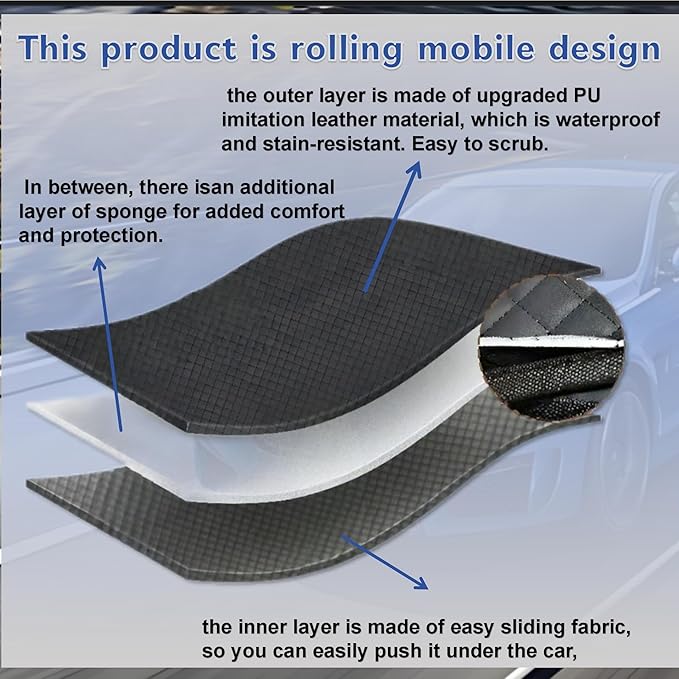 Creeper Pad Car Repair Creeper Mat Black Automotive Creeper Rolling Pad for Working On The Ground 70X150CM Working Excellent Car Repairing