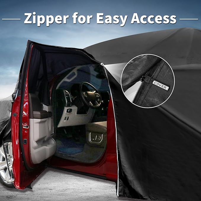X AUTOHAUX Car Cover for Smart Fortwo 2007-2019 Aluminum Film Outdoor Waterproof Sun Rain Snow Hail Protection with Driver Door Zipper