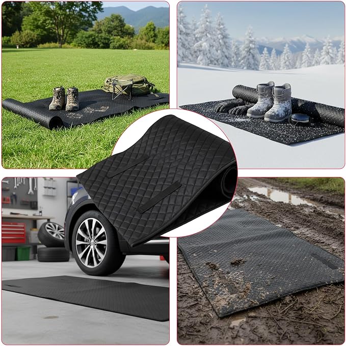 AggAuto Portable Rolling Creeper Mat - 60 x 32in Extra Wide Mechanic Mat, Waterproof PU Material, Foldable Design for Under Car Repair in Garage/Parking Lot/Outdoor, with Storage Bag