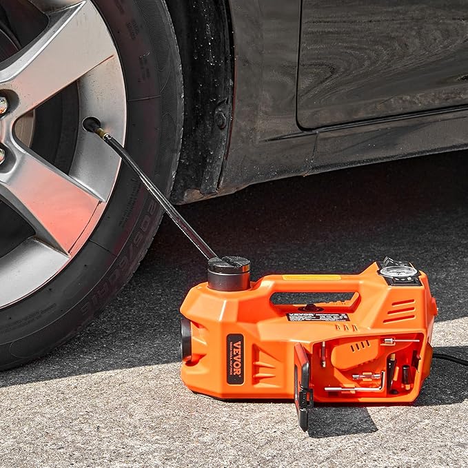 VEVOR Electric Car Jack, 5 Tons /11000 lbs, Electric Scissor Jack with Built-in Inflator, 12V Tire Change Replacement with Electric Impact Wrench & LED Light, Portable Jack kit for Sedan, SUV, Truck