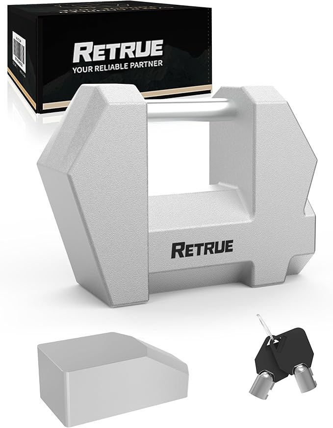 RETRUE Cyber Lock™ Heavy Duty Trailer Coupler Lock, Upgraded Trailer Lock with Extra Wide 1.2" Span & 1/4" Diameter, Anti-Theft Tongue Locks for RVs, Boats,Trucks –Tow Hitch Security Accessory-Silver