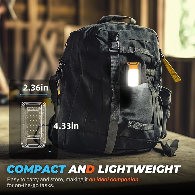 innofox 2-Pack LED Rechargeable Magnetic Work Light 1500 Lumens, Hanging Hook with 3 Modes, LED Work Light for Car Repair, Camping, and Hurricane Use