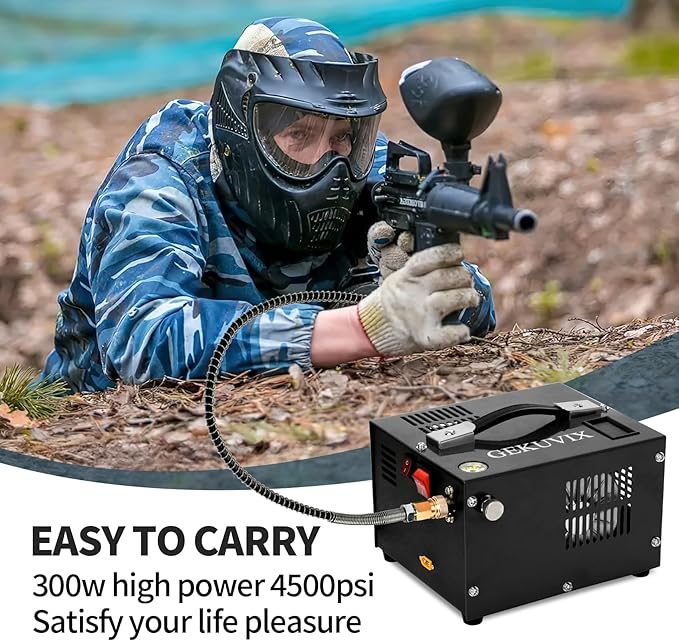 PCP Air Compressor 4500Psi/30Mpa Water/Oil Free PCP Air Pump Rifle,12V Automotive DC 110V AC PCP Airgun Compressor With Power Converter,Built-in Fan,Suitable for Paintball, Air Rifle