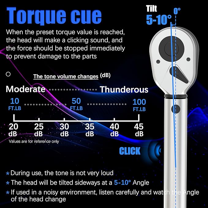 3/8-inch Drive Torque Wrench 10-100 Ft Lb/15-135 Nm/Heavy Duty/Dual Direction/High hardness/Long lifetime/Stored In a Solid Case