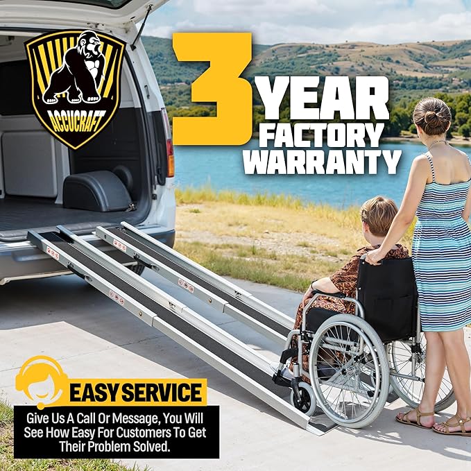 7FT Portable Wheelchair Ramp, Adjustable Aluminum ramps for wheelchairs for Home, 1200LB Capacity, 2X Thickened Sidewall, Wheelchair Ramp for Home, Stairs, Steps (2 Pack)
